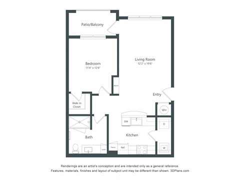 a floor plan of a bedroom apartment